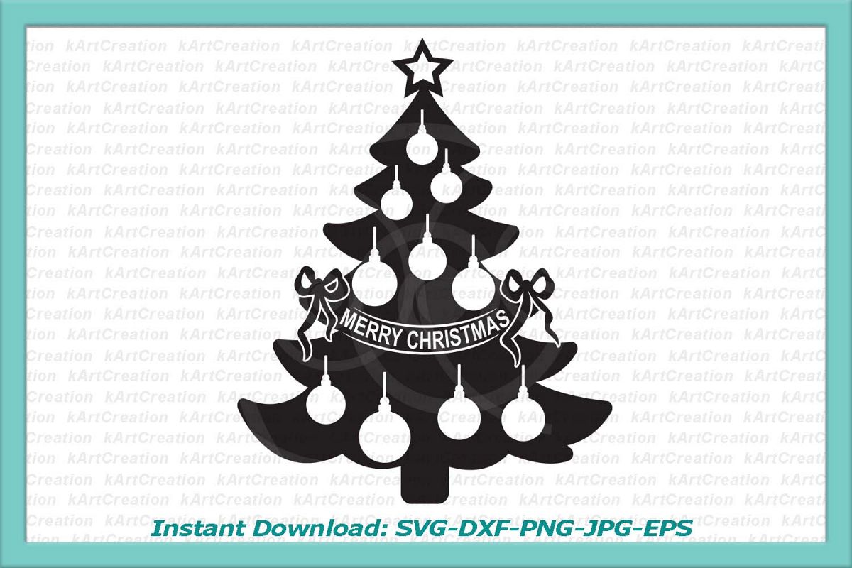 Merry Christmas tree svg dxf file for cutting machines example image 1