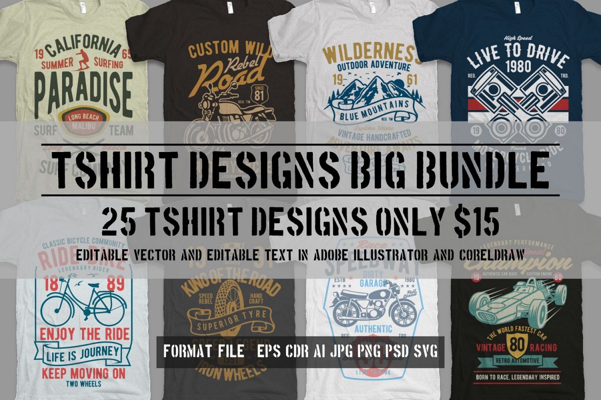 25 Premium Tshirt Designs Big Bundle 6 example image 1