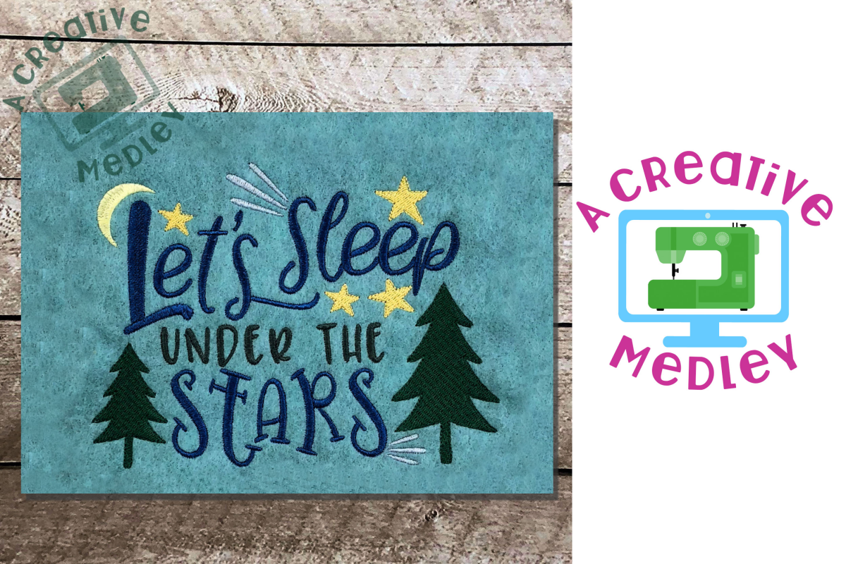 Lets Sleep Under the Stars Embroidery Design example image 1