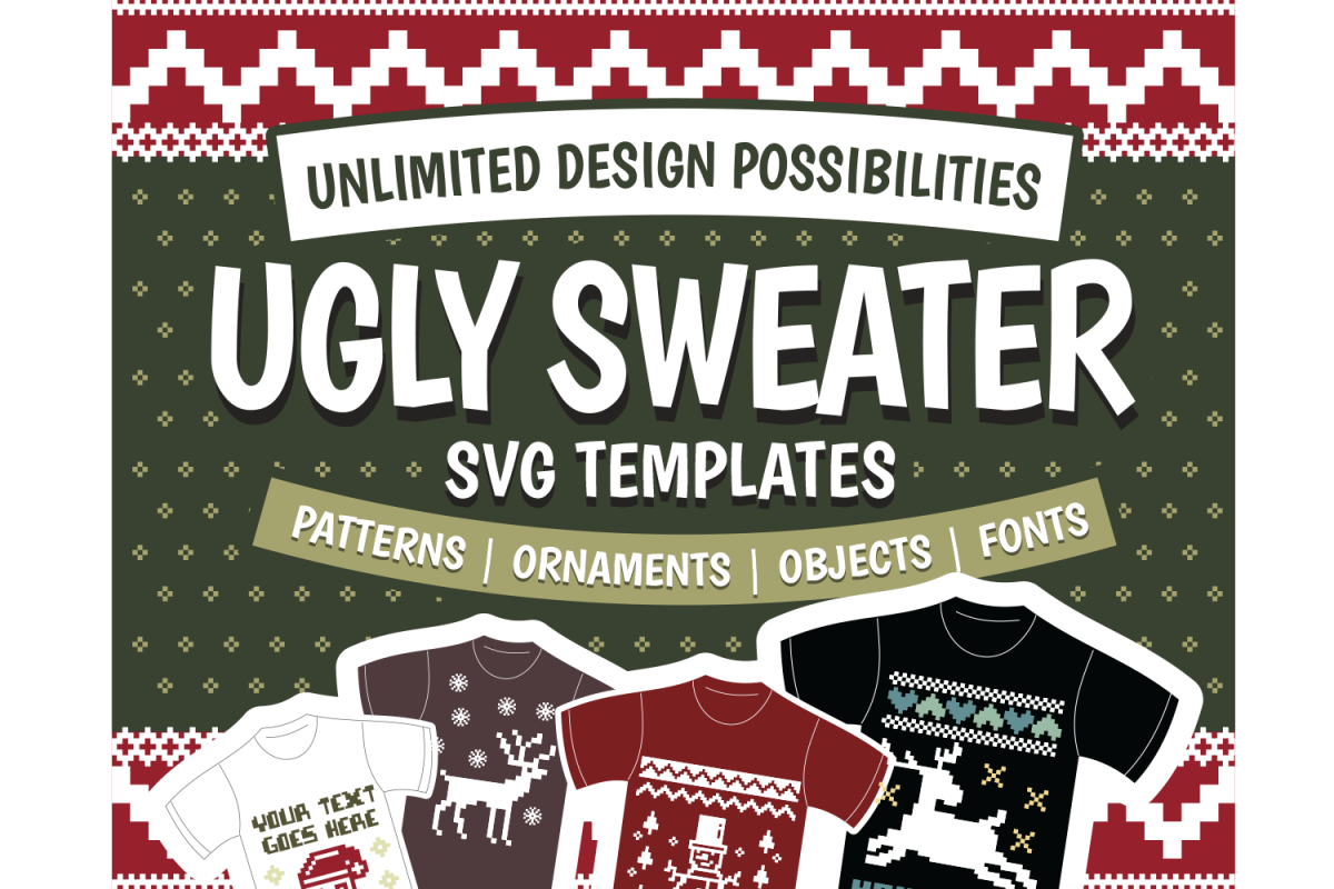 Ugly Sweater SVG Template Vol. 2 in SVG, DXF, EPS example image 1.
