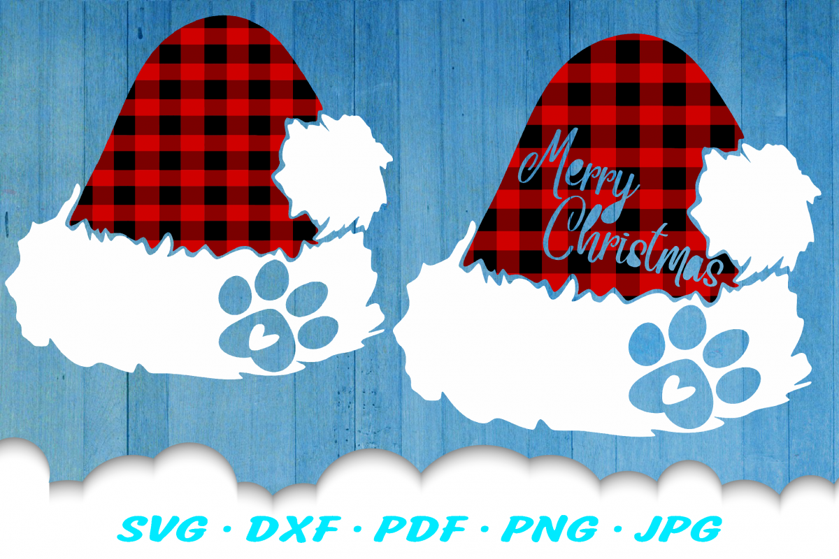 Christmas Dog Paw Santa Hat SVG DXF Cut Files example image 1
