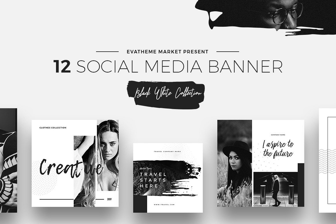 Black & White Social Media Designs example image 1