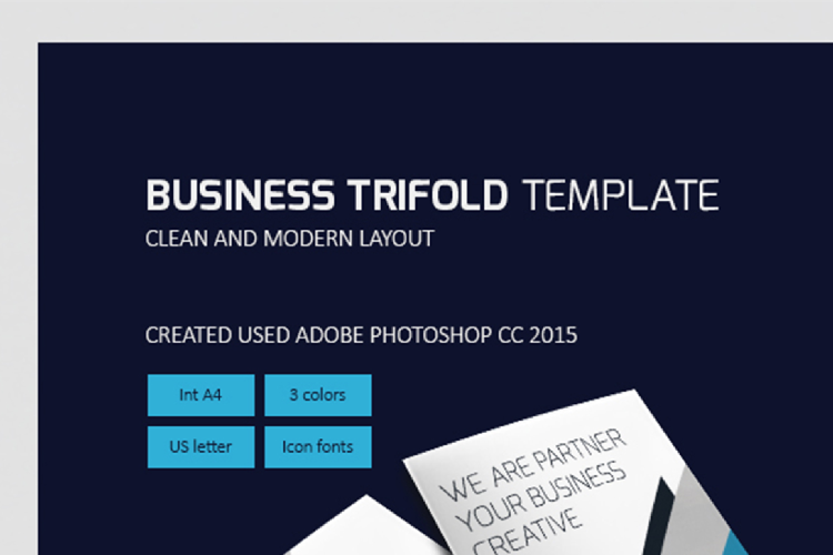 Modern Business Trifold Brochure Photoshop Template example image 1