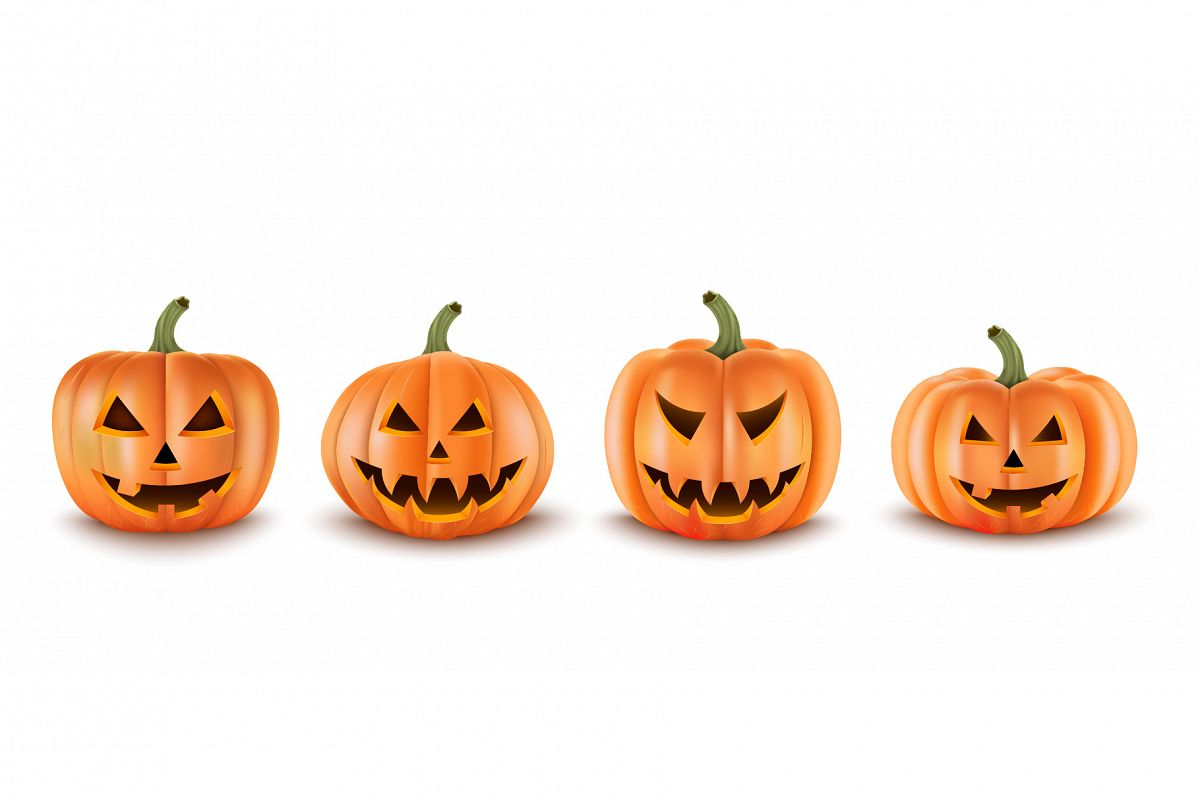 Halloween Pumpkins Set. Realistic Vector example image 1