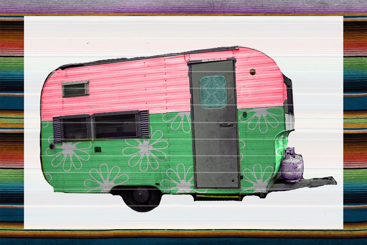 Green Floral Camper Sublimation Digital Download example image 1