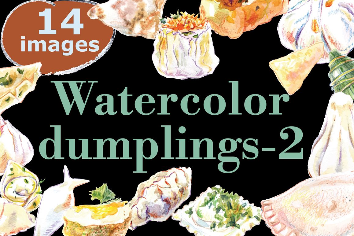 Watercolor dumplings set-2 example image 1