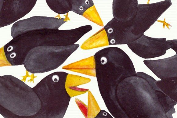 15 Watercolor Crows Clip Art Set example image 1