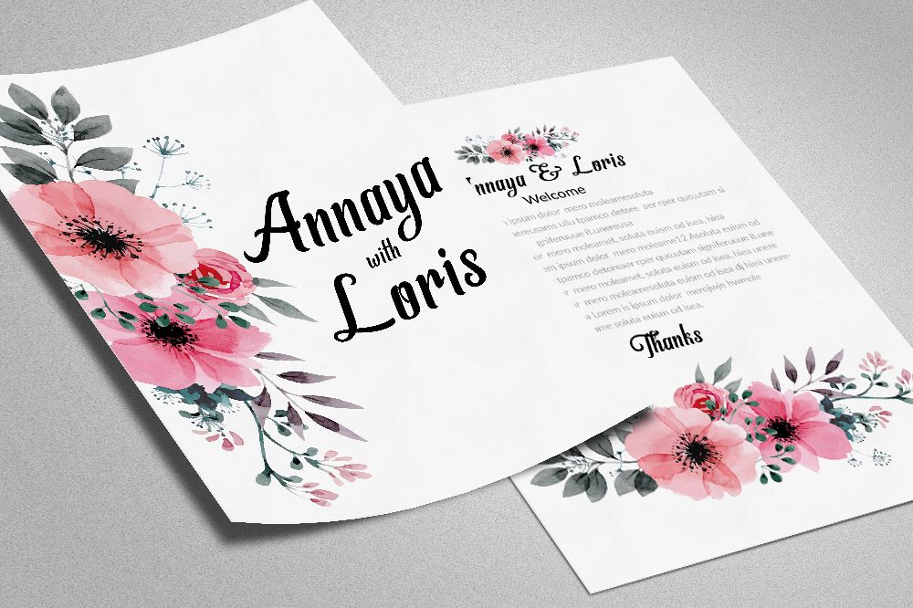 Double Sided Wedding Invitation Card example image 1