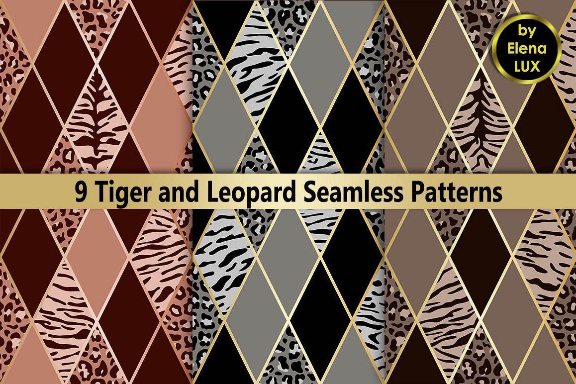Tiger and Leopard Seamless Set example image 1