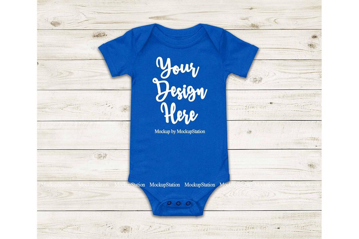 Download Baby Blue Bodysuit Mockup, Blank Newborn Toddler Tee Mock Up