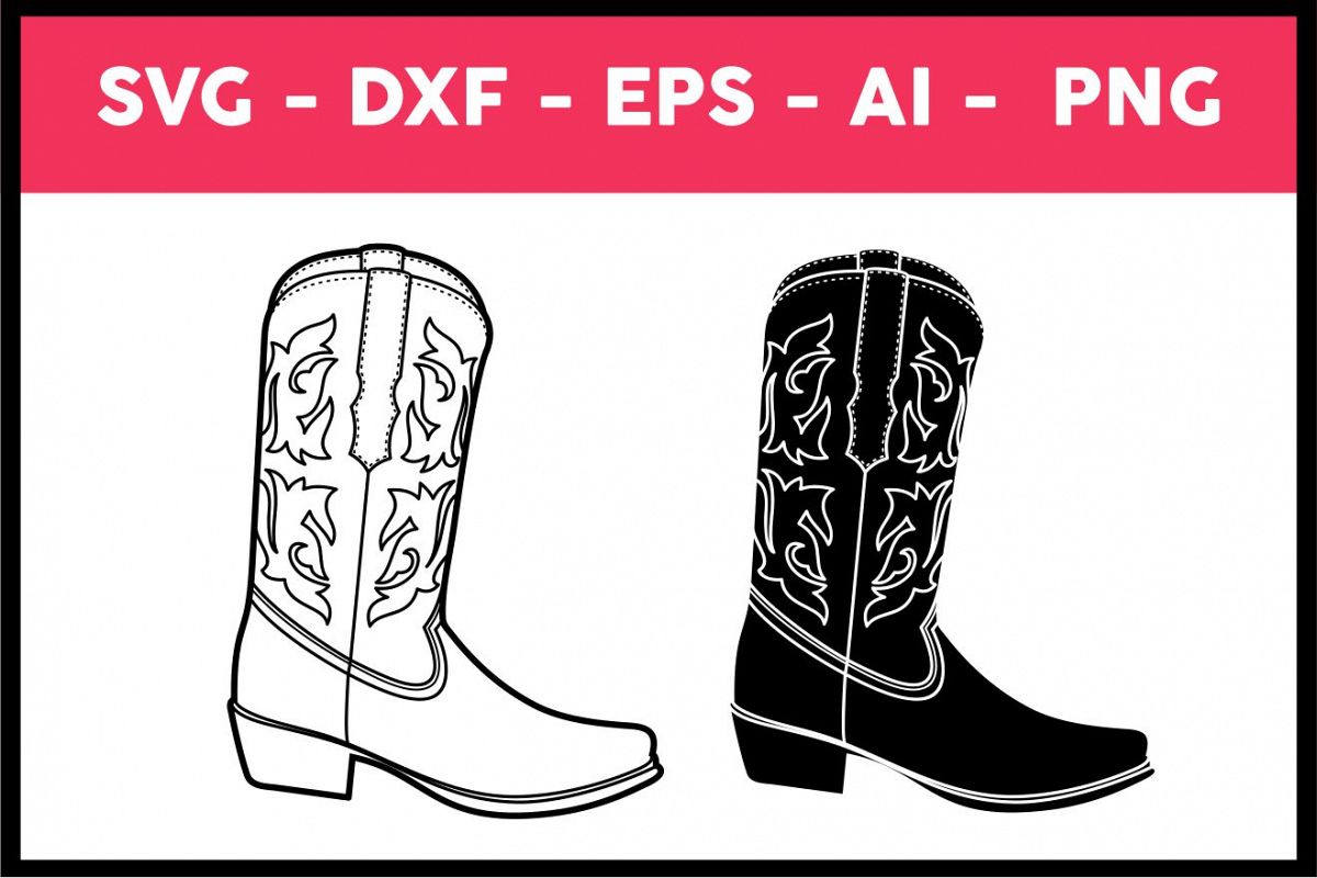 Cowboy Boot Illustration, vector, Svg, Png, Eps, Ai, dxf