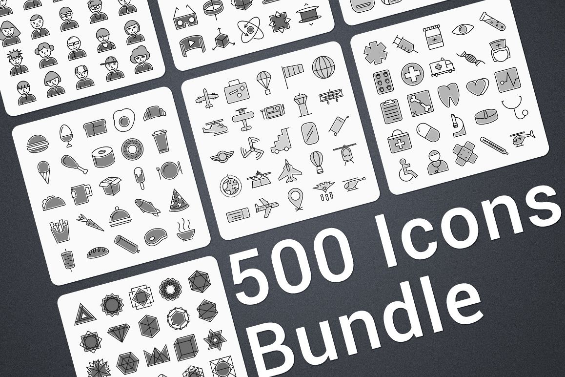 500 Modern Icons Bundle example image 1