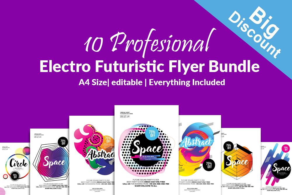 10 Electro & Futuristic Flyers Bundle example image 1