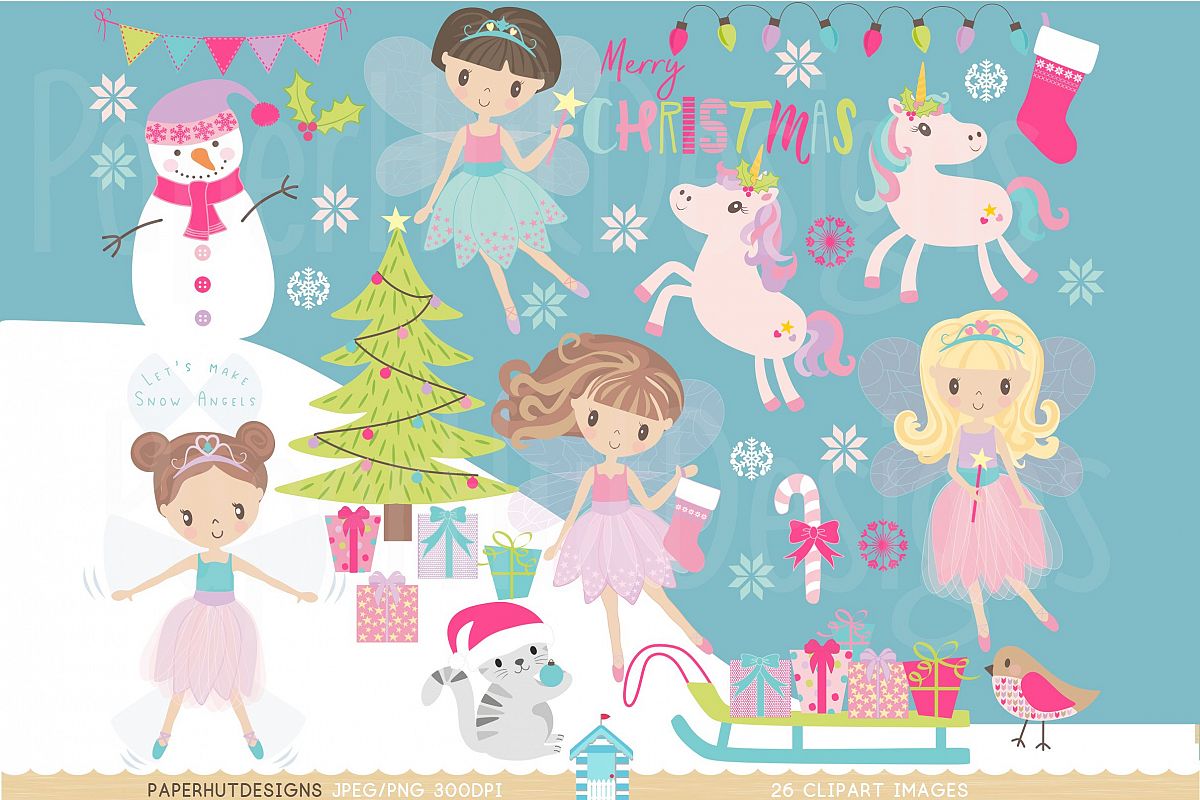 Christmas Fairy Clipart Set example image 1