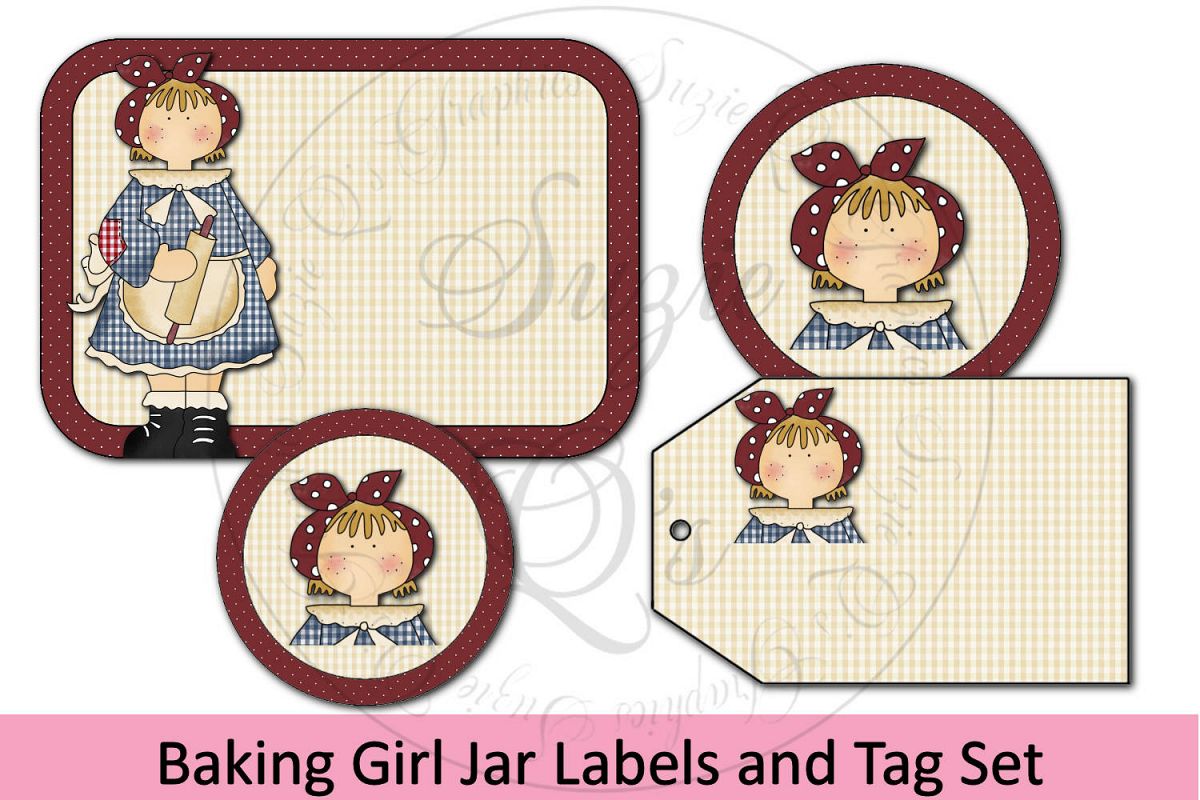 Baking Girl Jar Labels and Tag example image 1