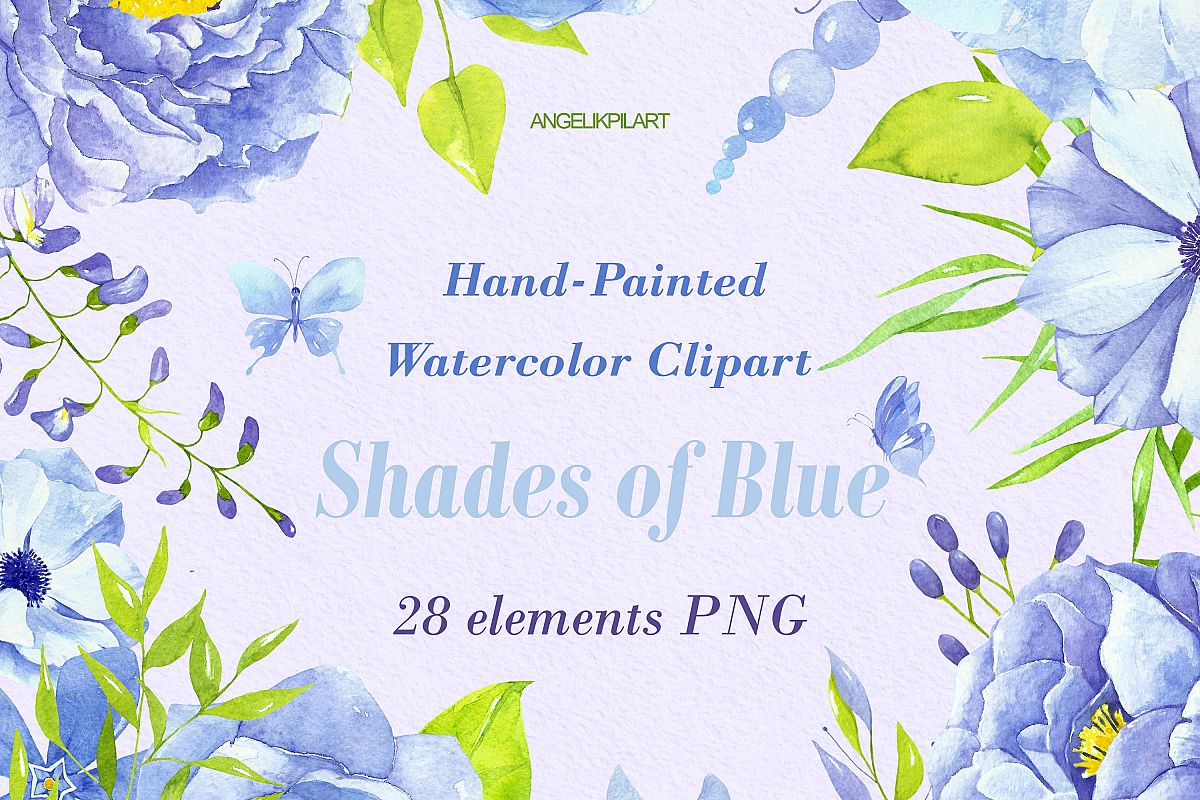 watercolor collection shades of blue example image 1