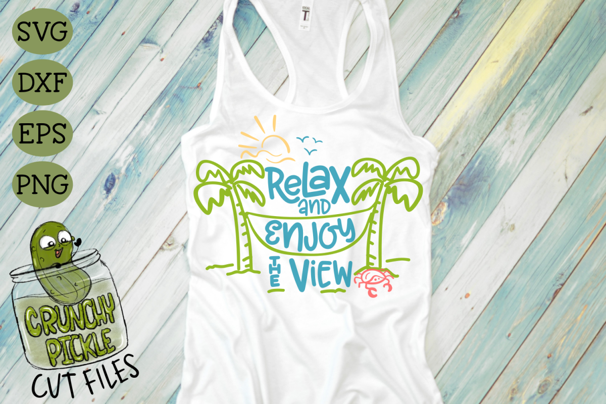 Relax and Enjoy the View Beach Hammock SVG Cut File example image 1