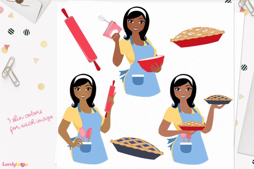 Woman baking character clip art L180 Wendy example image 1