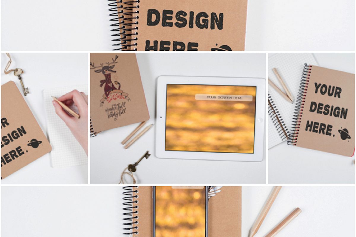 Set from 5 Artist table mockups example image 1