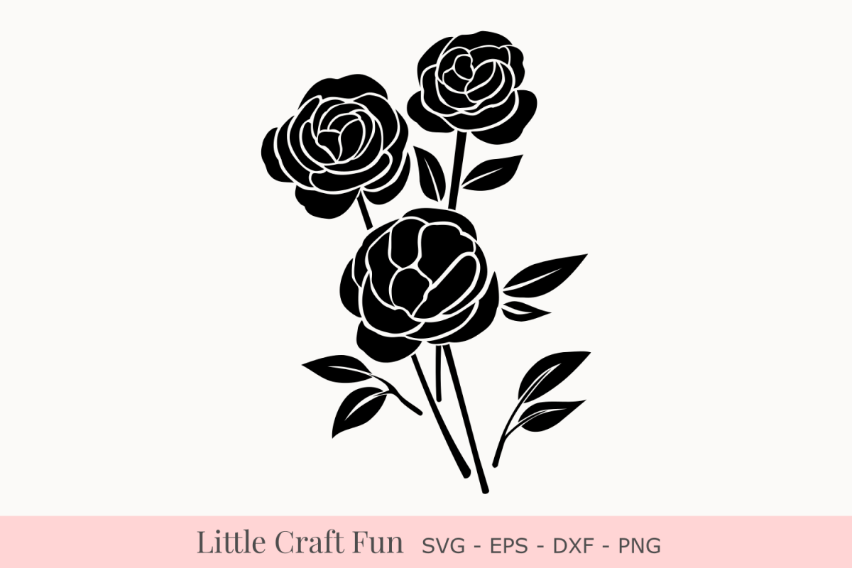 Download Rose Flowers Silhouette Svg, Rose Florals Silhouette Svg