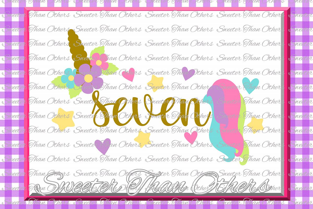 Seventh Birthday SVG, 7th Birthday Unicorn svg example image 1