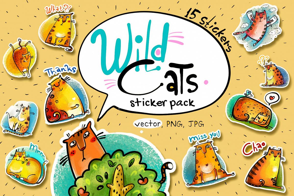 Wild Cats - sticker pack example image 1