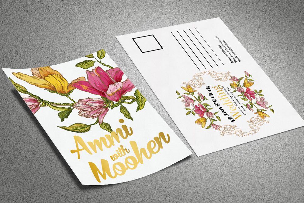 Floral Marriage Postcard Template example image 1