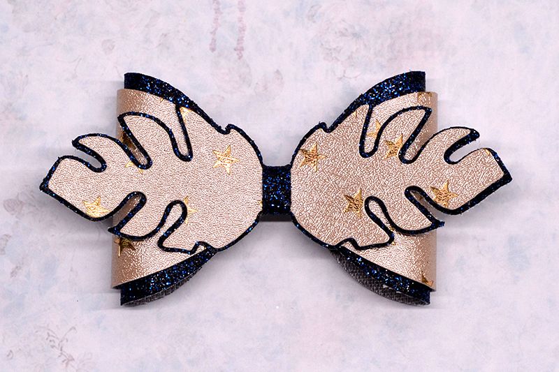 Hair bow template SVG, DIY leather bow template example image 1
