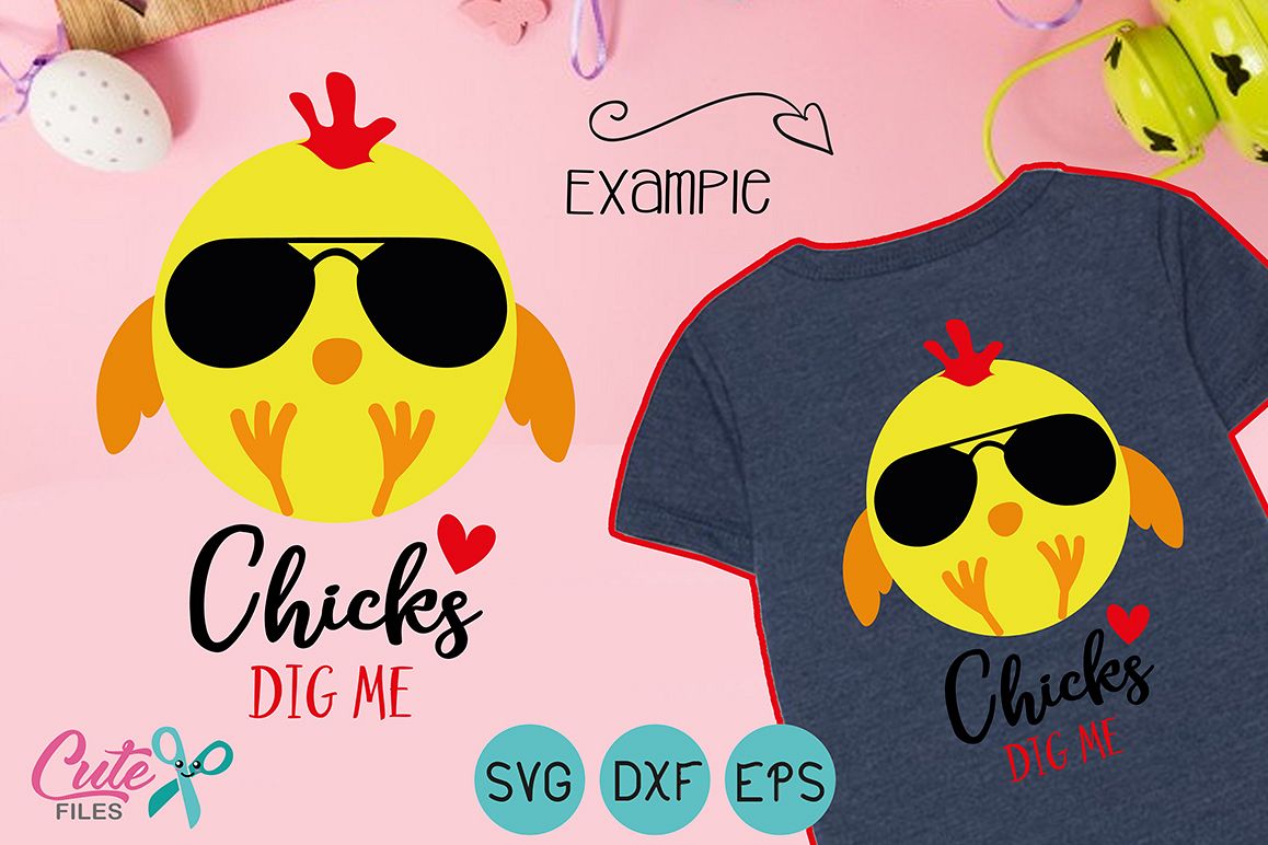 Chicks Dig Me, Easter party svg cut file example image 1