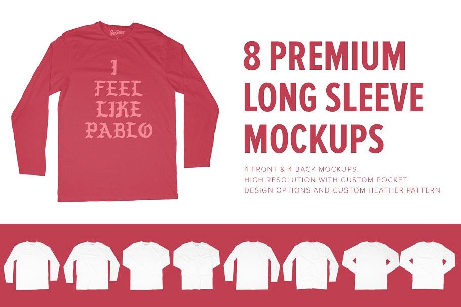 8 Premium Longsleeve T-Shirt Mockups example image 1