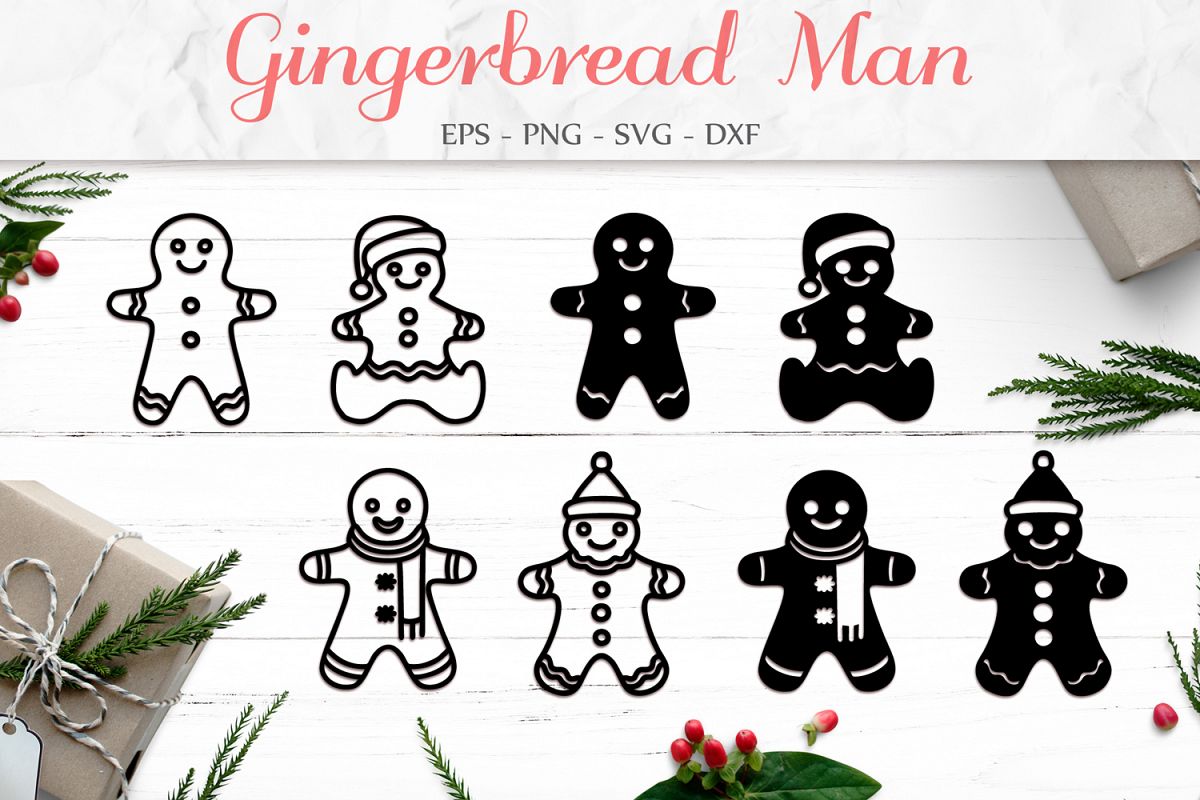 Gingerbread Man Cookies Svg, Christmas Clipart example image 1