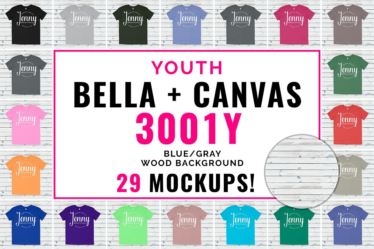 Bella Canvas 3001Y Youth Unisex Mockup Bundle example image 1