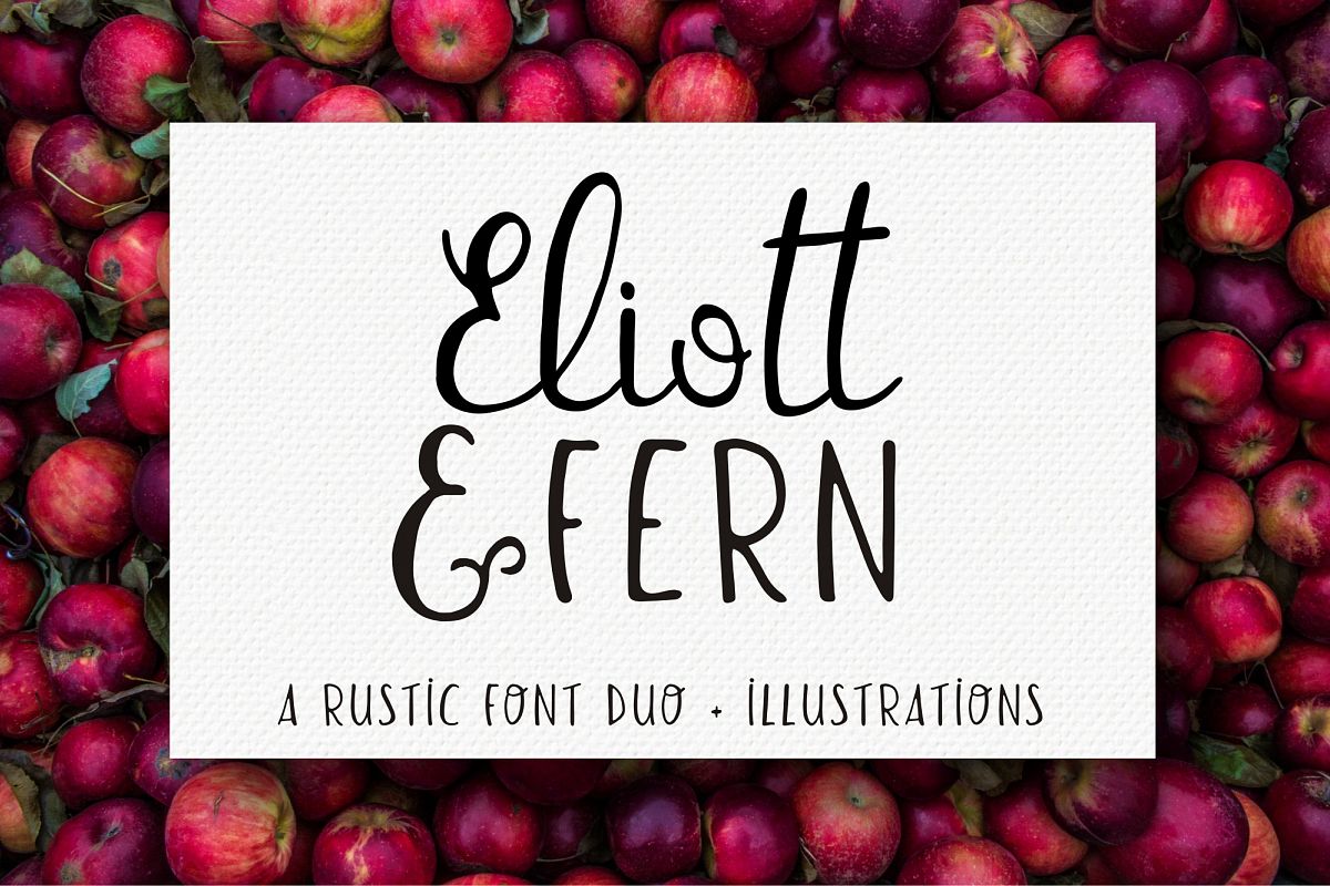 Eliott and Fern rustic font duo & Farmhouse doodles example image 1