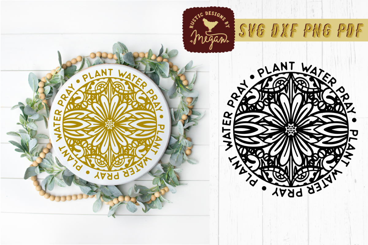 Round Mandala Garden Plant Water Pray SVG DXF example image 1