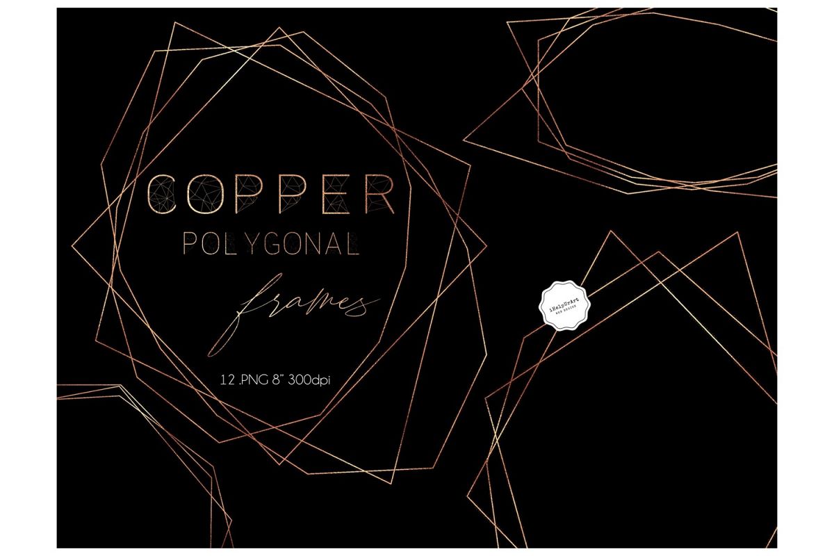 Copper Polygonal Frames Clipart example image 1