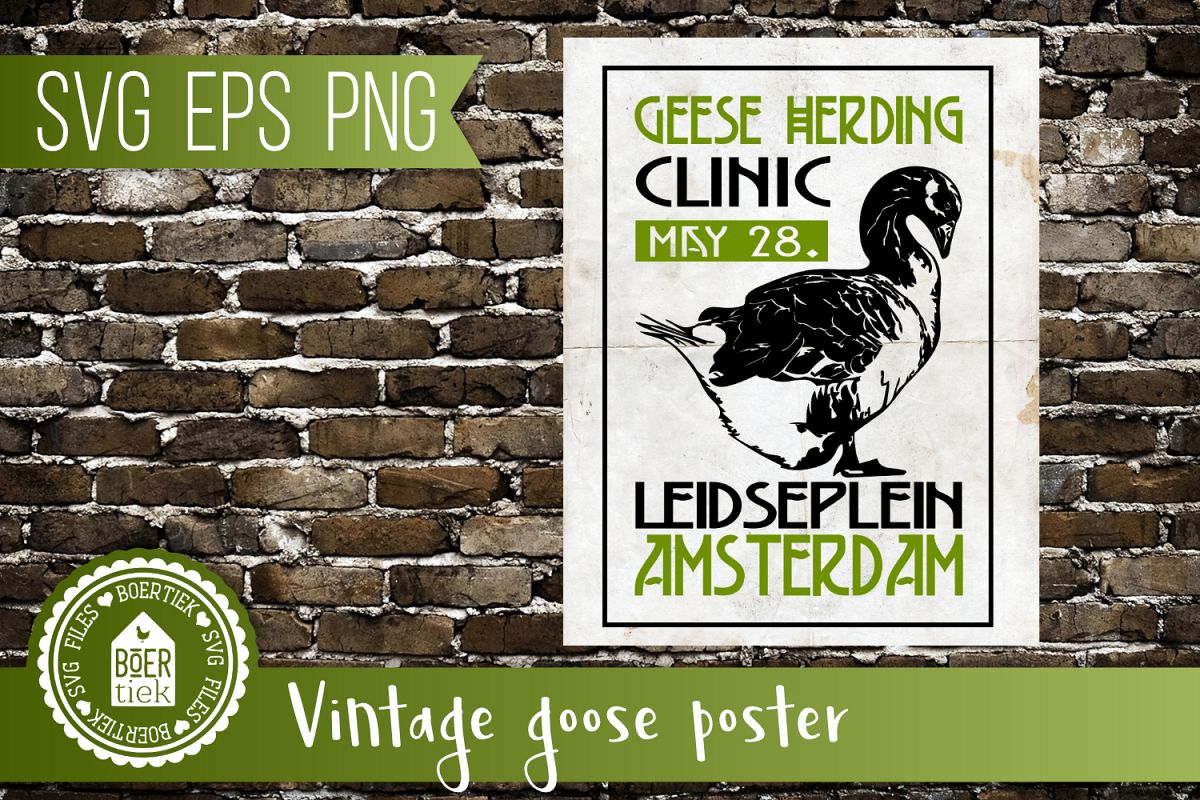 Geese herding clinic, vintage look, SVG file example image 1