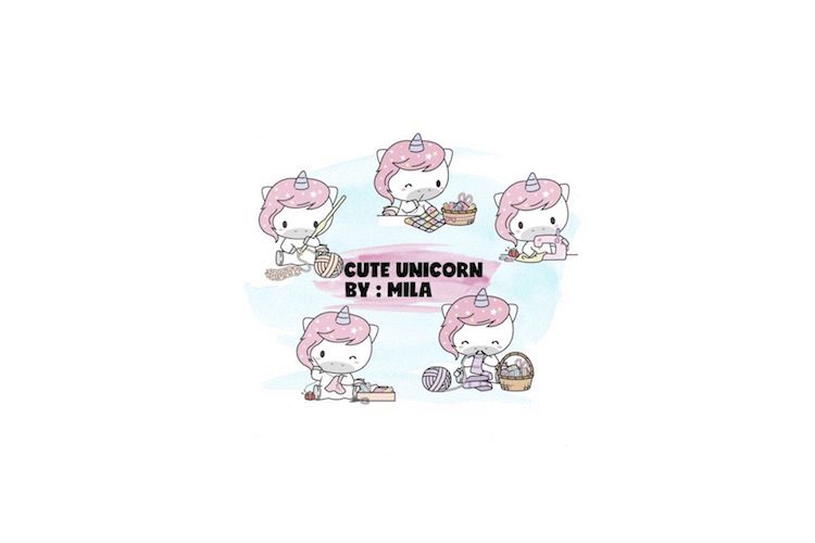 KAWAII UNICORN CLIPART BUNDLE PNG example image 1