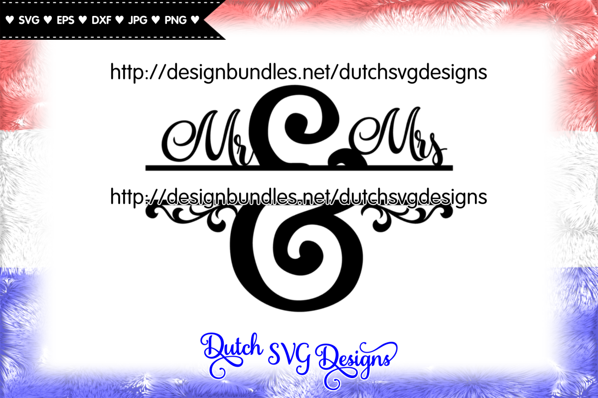 Split monogram Mr and Mrs cut file, mr & mrs monogram svg example image 1