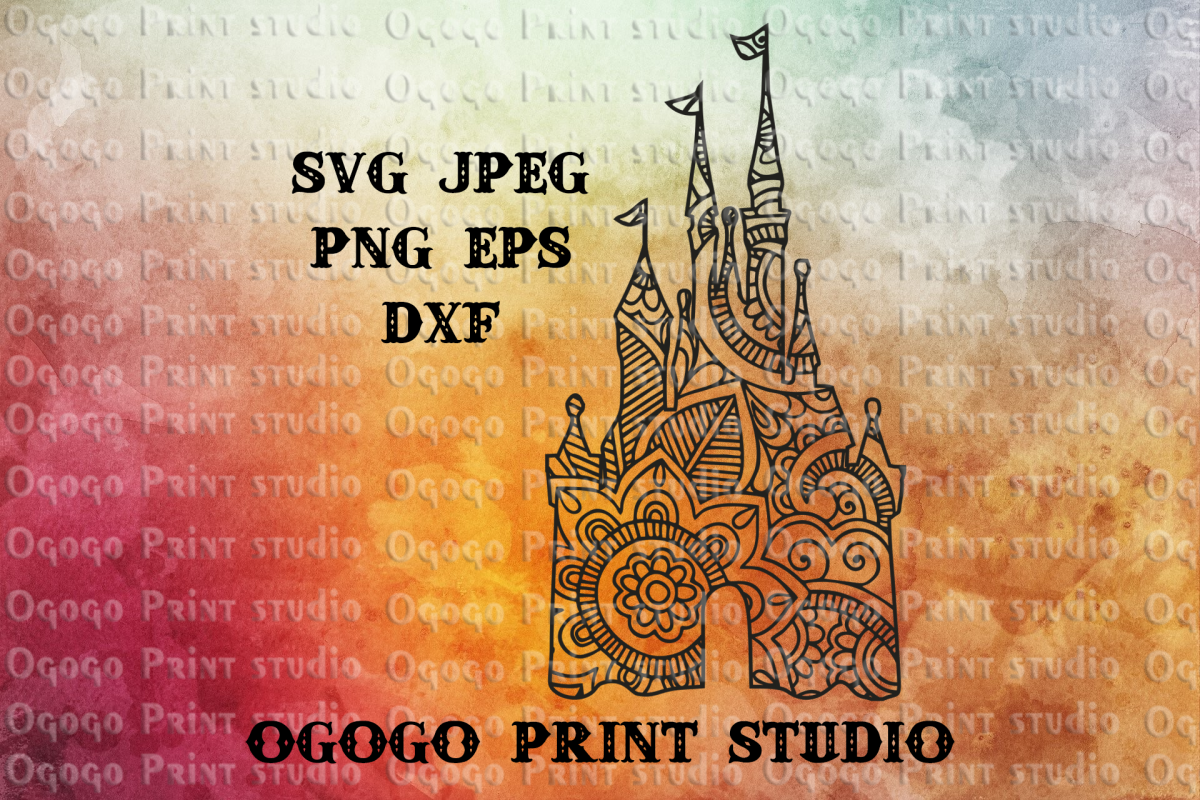 Castle svg, Zentangle SVG, Mandala svg, Cricut cut file example image 1