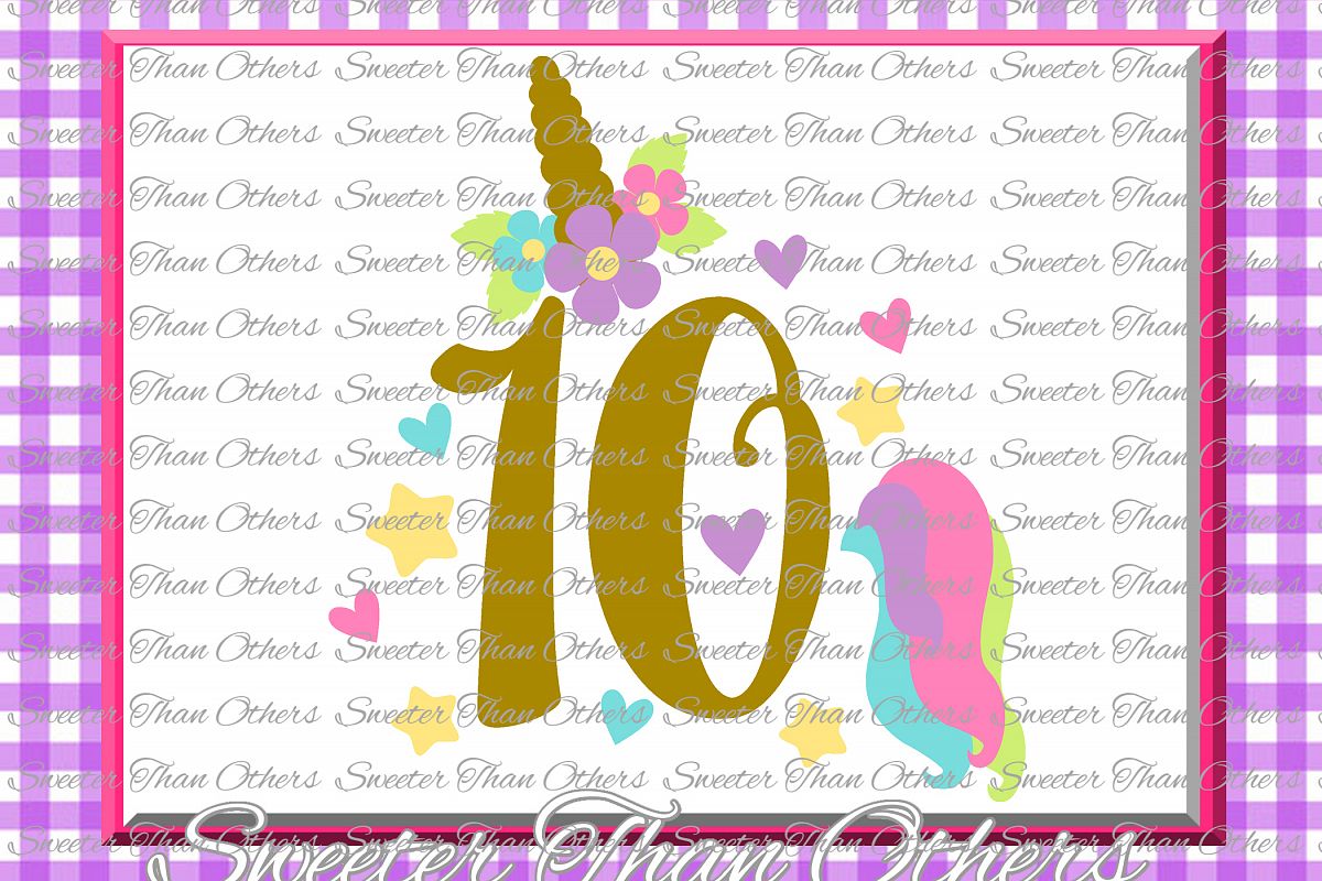 Tenth Birthday SVG, 10th Birthday Unicorn svg example image 1