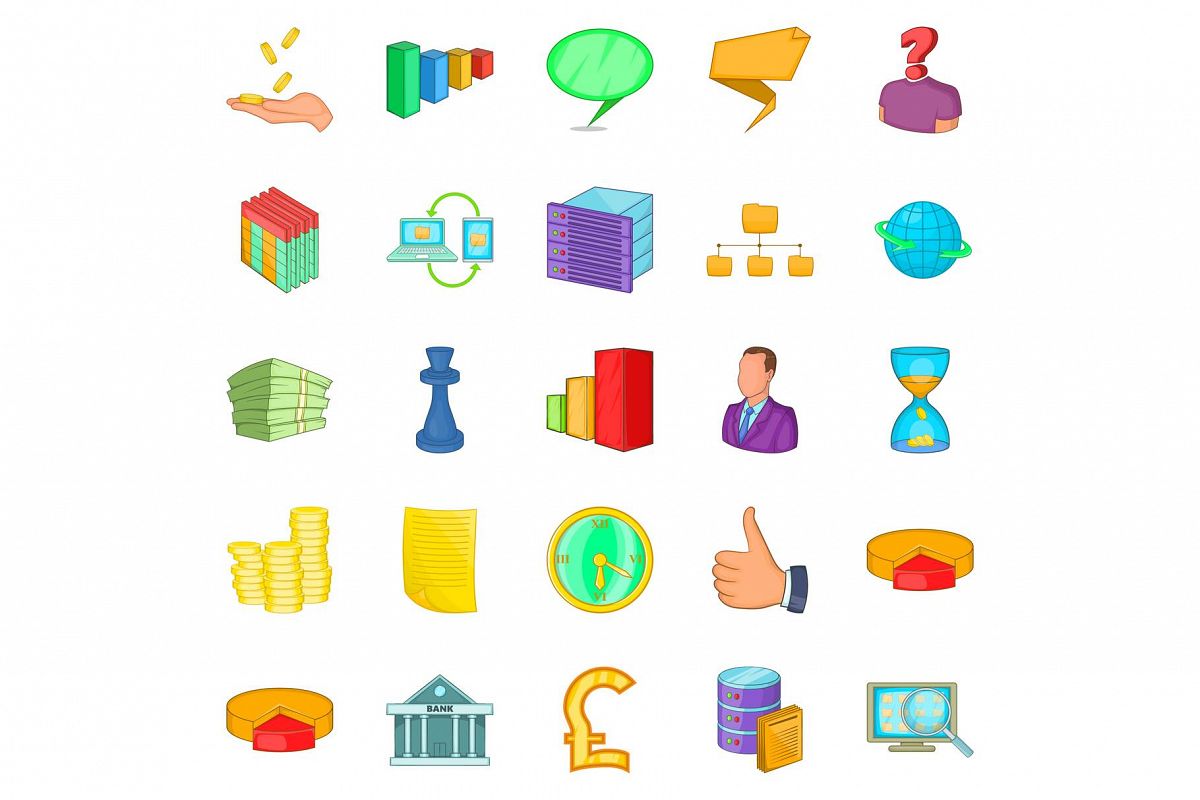 Employee search icons set, cartoon style example image 1