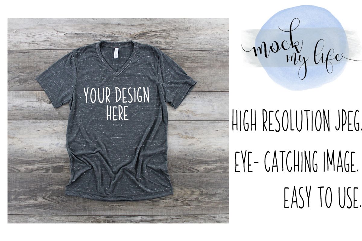Bella Canvas Mockup / Plain Shirt Mock up / Charcoal Marble example image 1