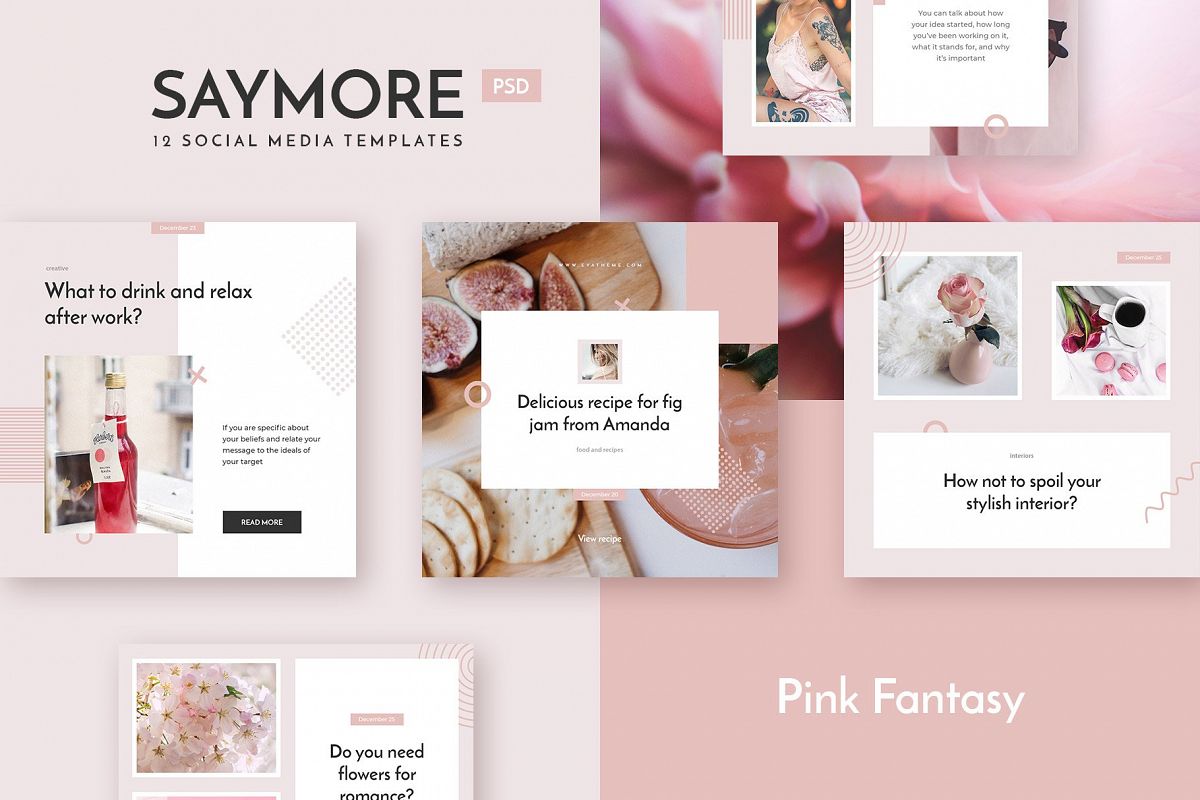 Saymore Pink Fantasy Templates example image 1