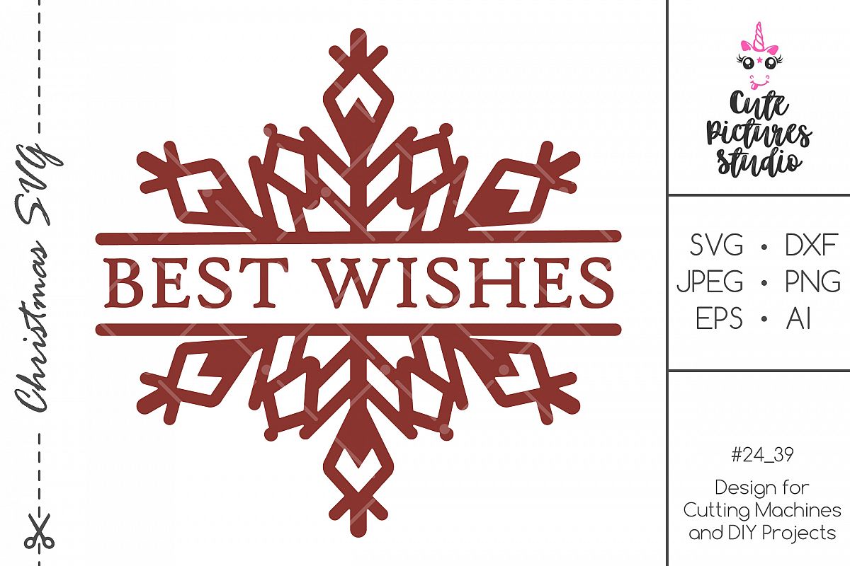 Download Christmas split monogram frame with snowflakes SVG PNG ...