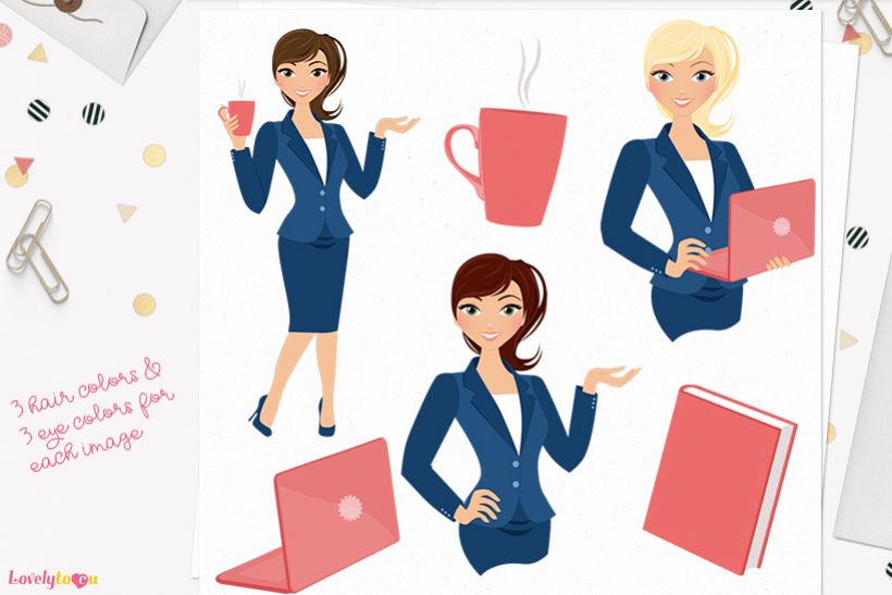 Woman business character clip art L107 Piper example image 1