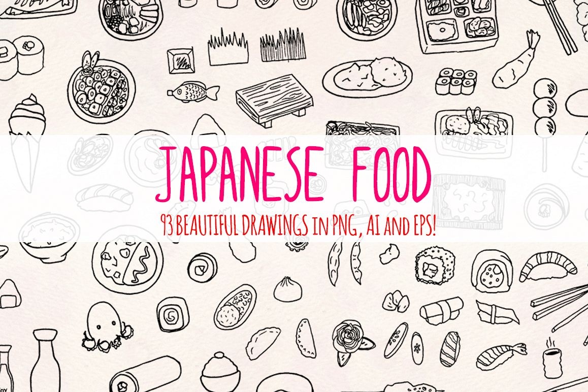 Japanese Food 93 Yummy Restaurant Sketch Graphics example image 1