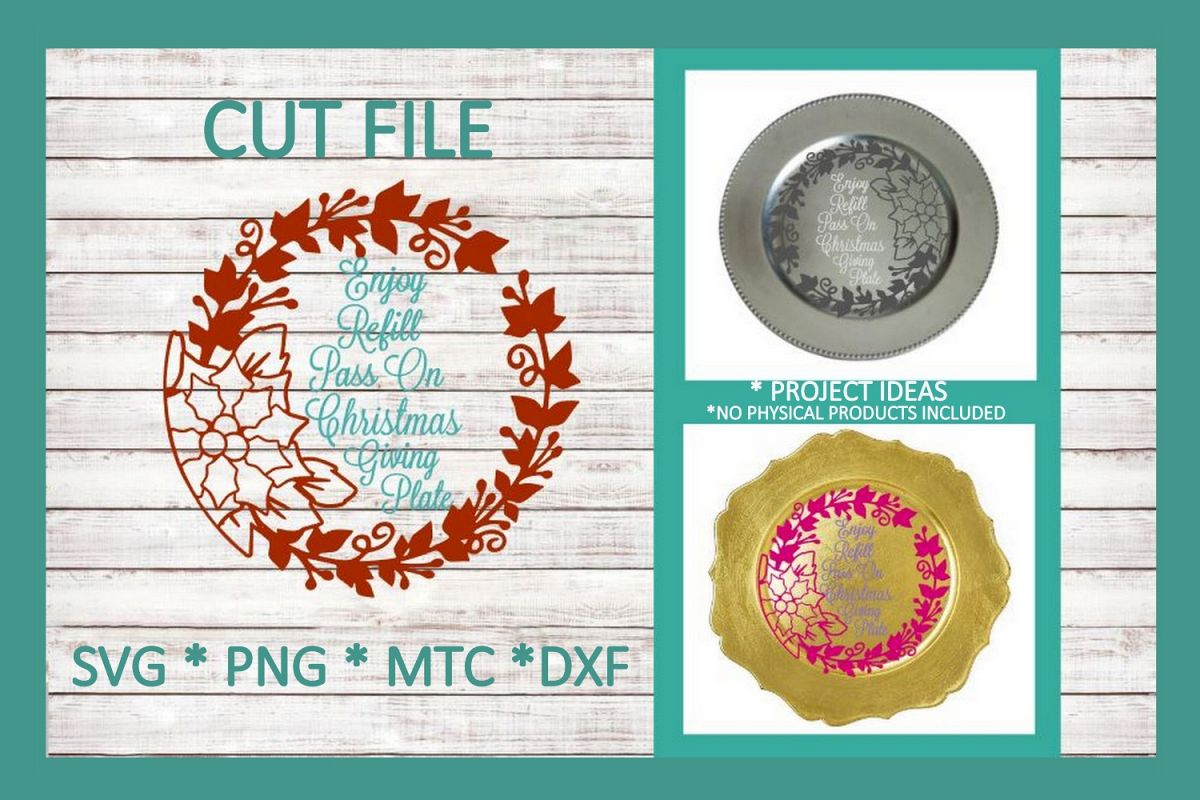 Download SVG Cut File Christmas Giving Plate Design #06