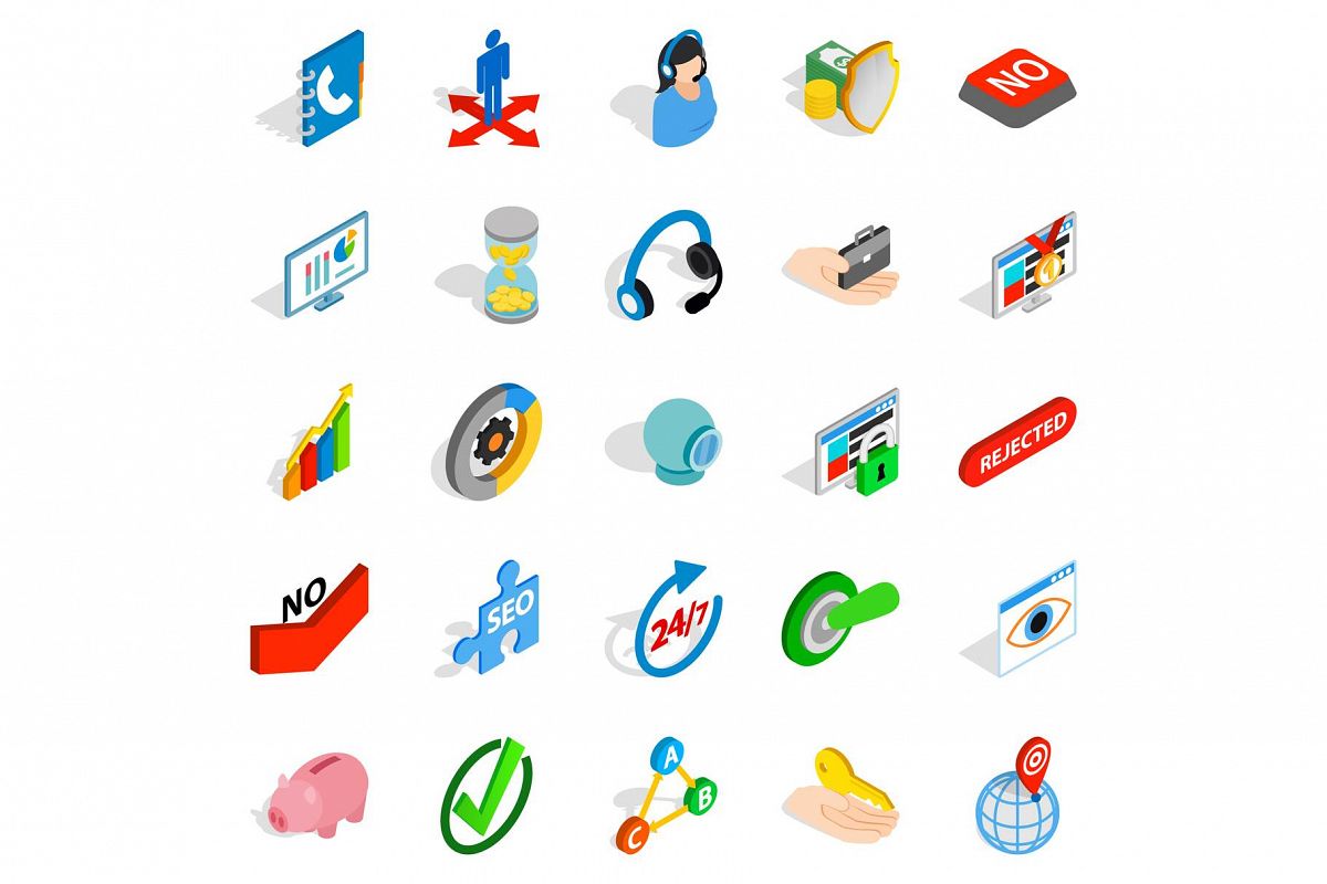 Business payment icons set, isometric style example image 1