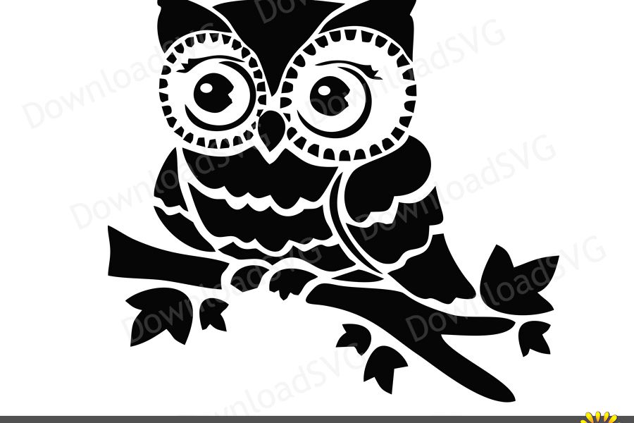 SVG and PNG cutting files,Owl on the Branch, Clipart ...