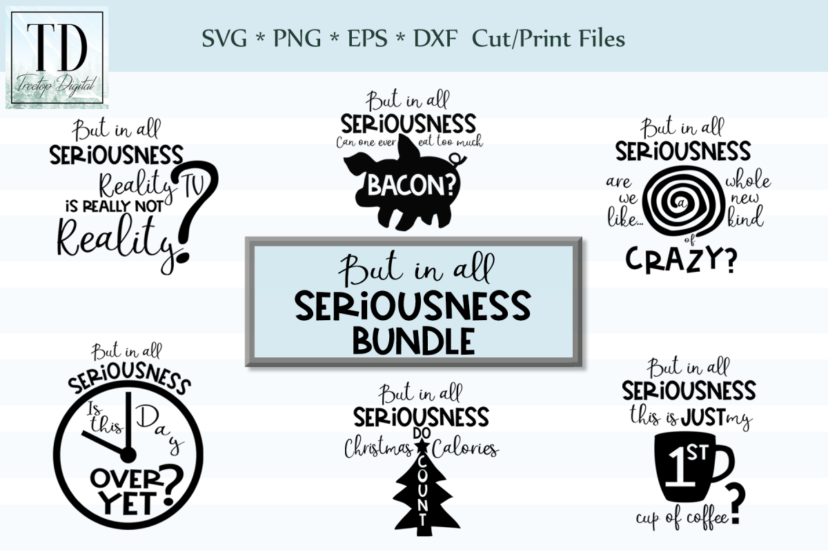 But in all Seriousness Bundle, SVG, Print and Cut Files example image 1